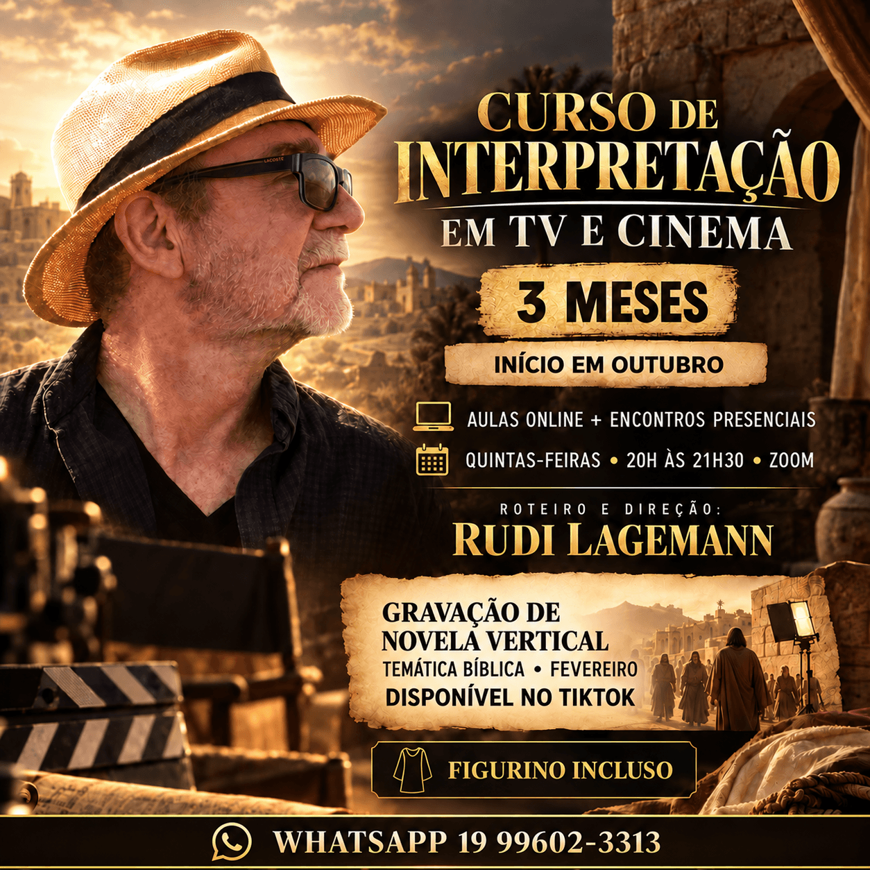 Você não vai apenas aprender a atuar. Vai terminar o curso dentro de uma novela.